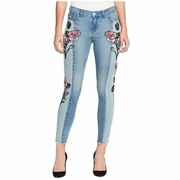 WILLIAM RAST Floral Embroidered Ankle Skinny Jeans Size 28 - Picture 1 of 7